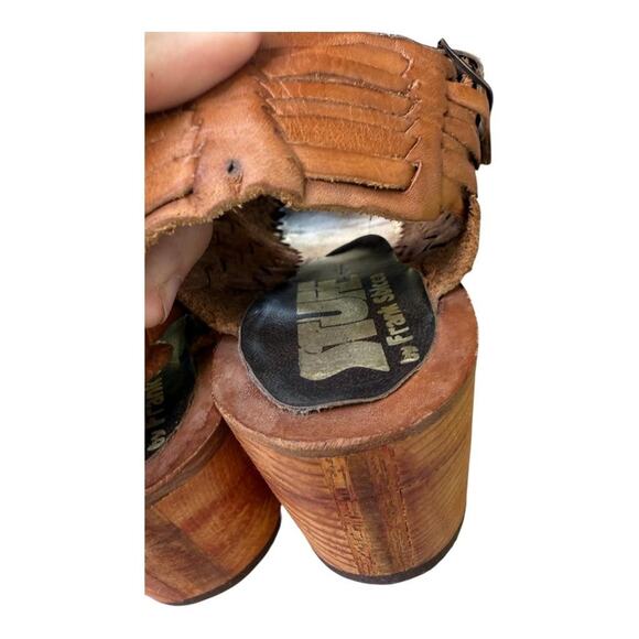 Vintage STUFF by Frank Sbicca Platform Cut Out Wood Wedge Sandal Women size 6 - Picture 8 of 10